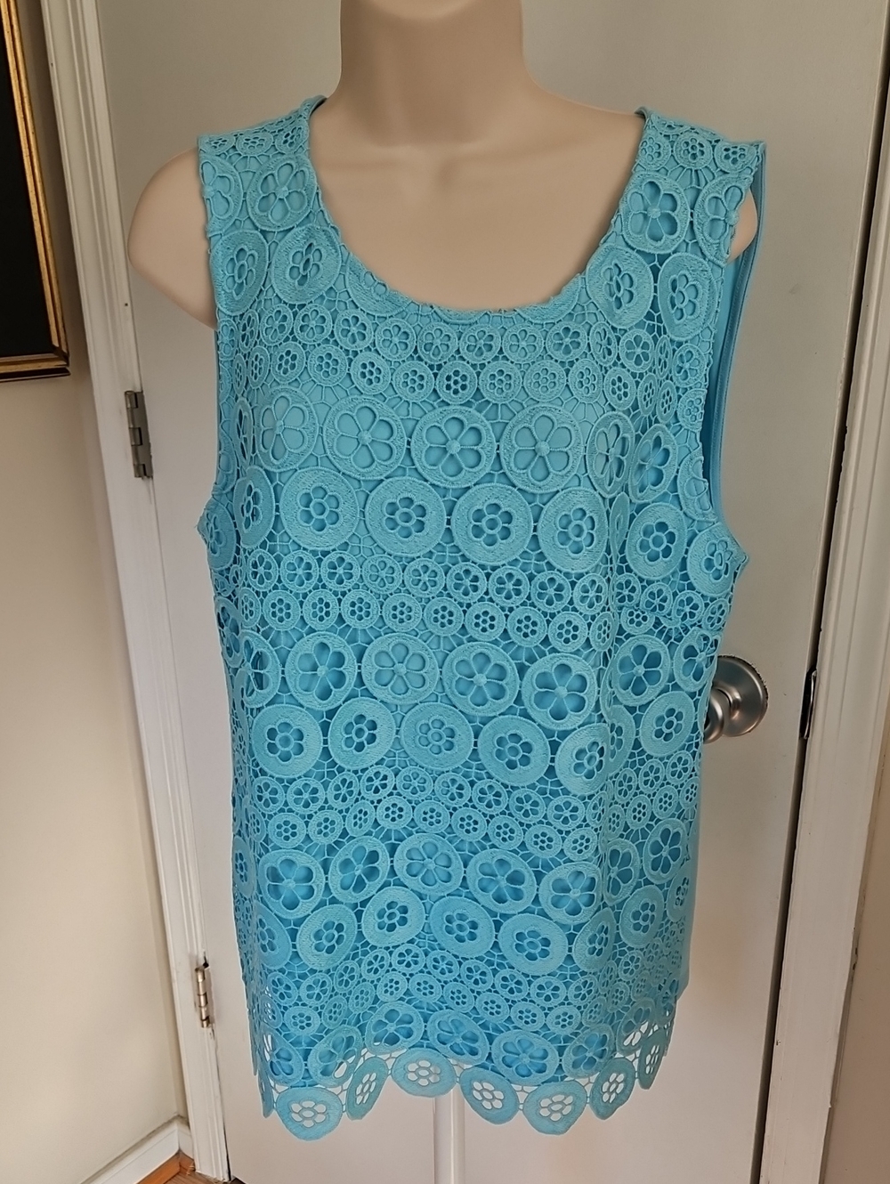 Talbots Lace Trim Knit Shell Size L